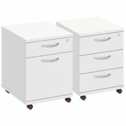 Commerce II White Low Mobile Pedestals