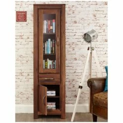 Fernhurst Solid Walnut Narrow Glazed Bookcase -Office Furniture Sales 2024 072996