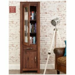 Fernhurst Solid Walnut Narrow Glazed Bookcase -Office Furniture Sales 2024 072997