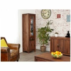 Fernhurst Solid Walnut Narrow Glazed Bookcase -Office Furniture Sales 2024 072998