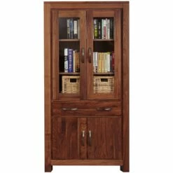 Fernhurst Solid Walnut Large Glazed Bookcase