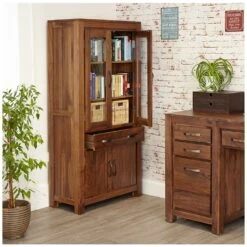 Fernhurst Solid Walnut Large Glazed Bookcase -Office Furniture Sales 2024 073003