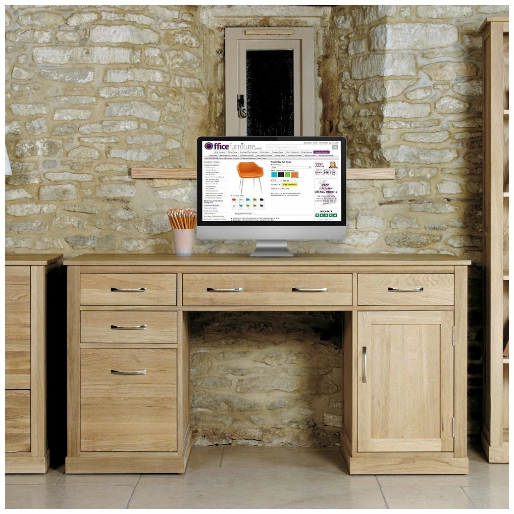 Cavalli Solid Oak Keyhole Computer Desk 2 Cavalli Solid Oak Keyhole Computer Desk - Image 2