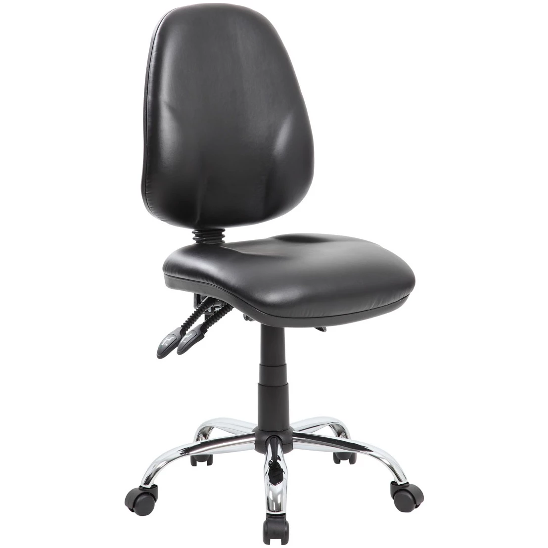 Comfort Ergo 3-Lever Leather Chrome Operator Chairs 1 Comfort Ergo 3-Lever Leather Chrome Operator Chairs