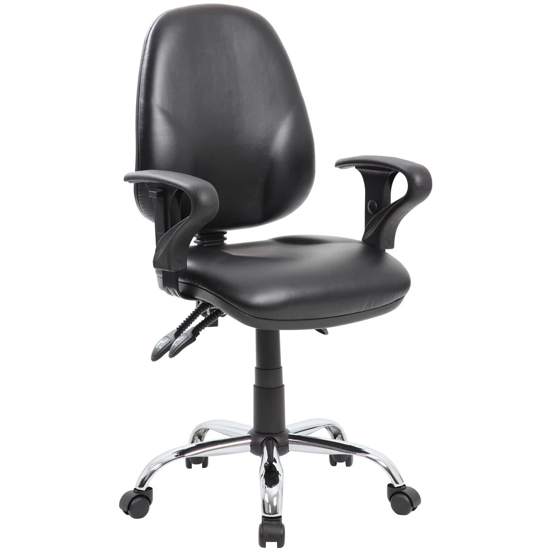Comfort Ergo 3-Lever Leather Chrome Operator Chairs 3 Comfort Ergo 3-Lever Leather Chrome Operator Chairs - Image 3