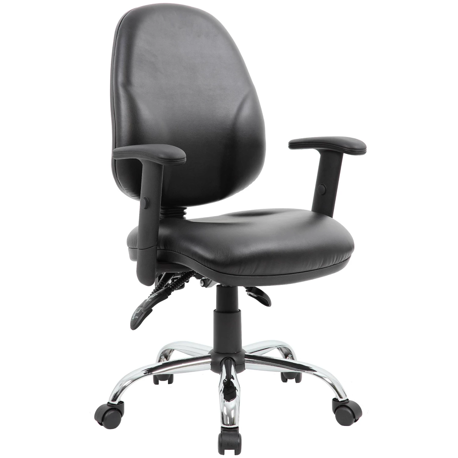 Comfort Ergo 3-Lever Leather Chrome Operator Chairs 4 Comfort Ergo 3-Lever Leather Chrome Operator Chairs - Image 4