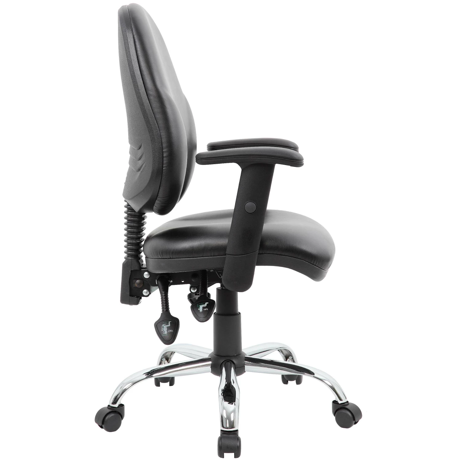 Comfort Ergo 3-Lever Leather Chrome Operator Chairs 6 Comfort Ergo 3-Lever Leather Chrome Operator Chairs - Image 6