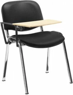Swift Vinyl Conference Chair Chrome Frame With Wooden Writing Tablet (Pack Of 4 Chairs)