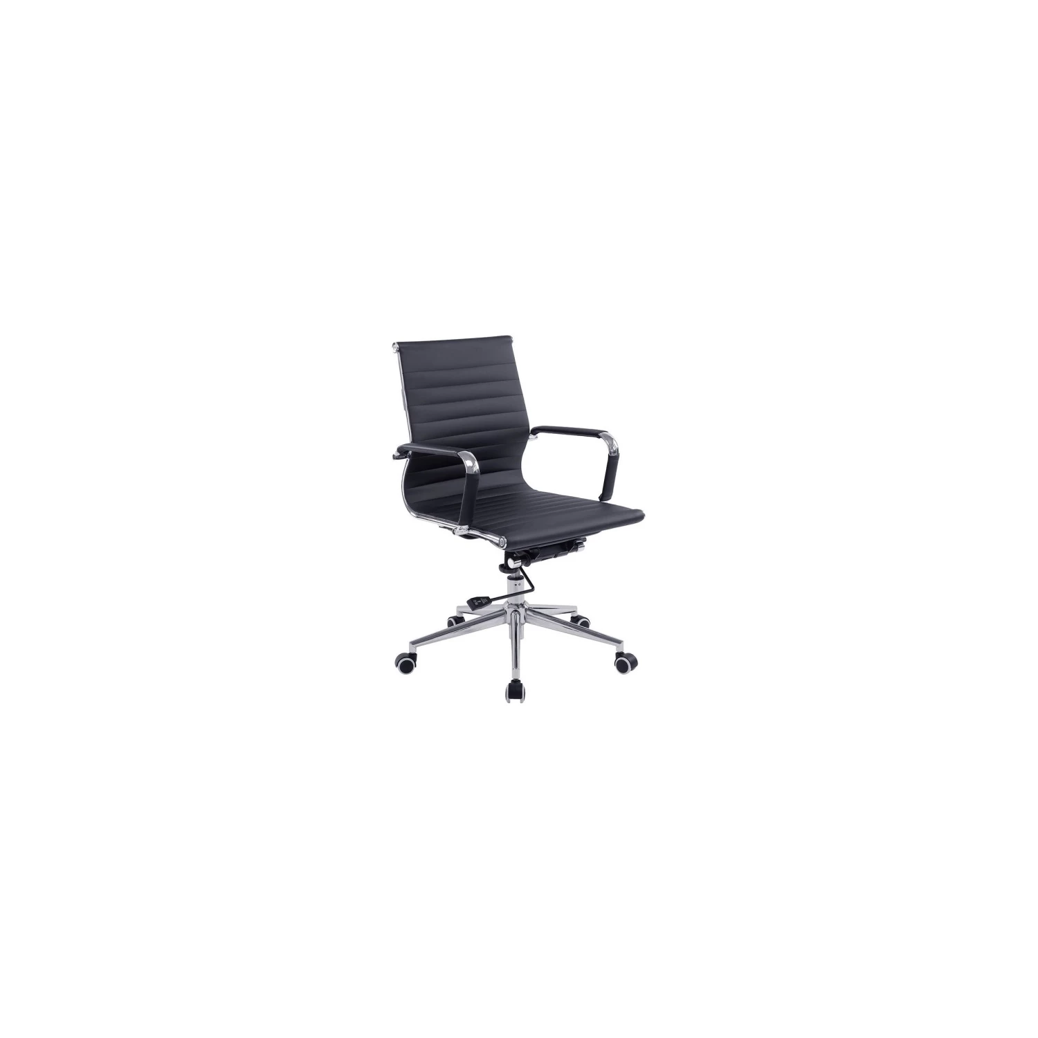 Reflex Black Leather Effect Swivel Chair 1 Reflex Black Leather Effect Swivel Chair