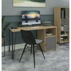 Flores Home Office Desk With Fixed Cupboard Pedestal