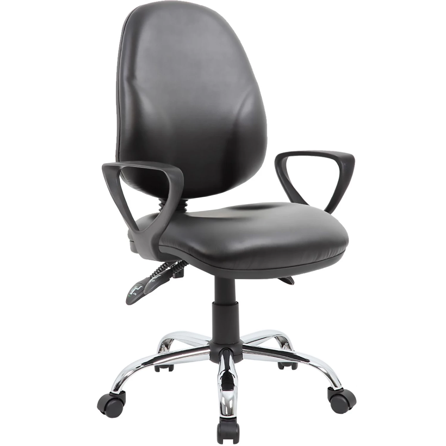 Comfort Ergo 3-Lever Leather Chrome Operator Chairs 2 Comfort Ergo 3-Lever Leather Chrome Operator Chairs - Image 2