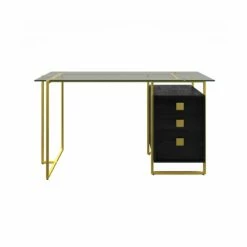 Archie Glass Home Office Desk With Pedestal